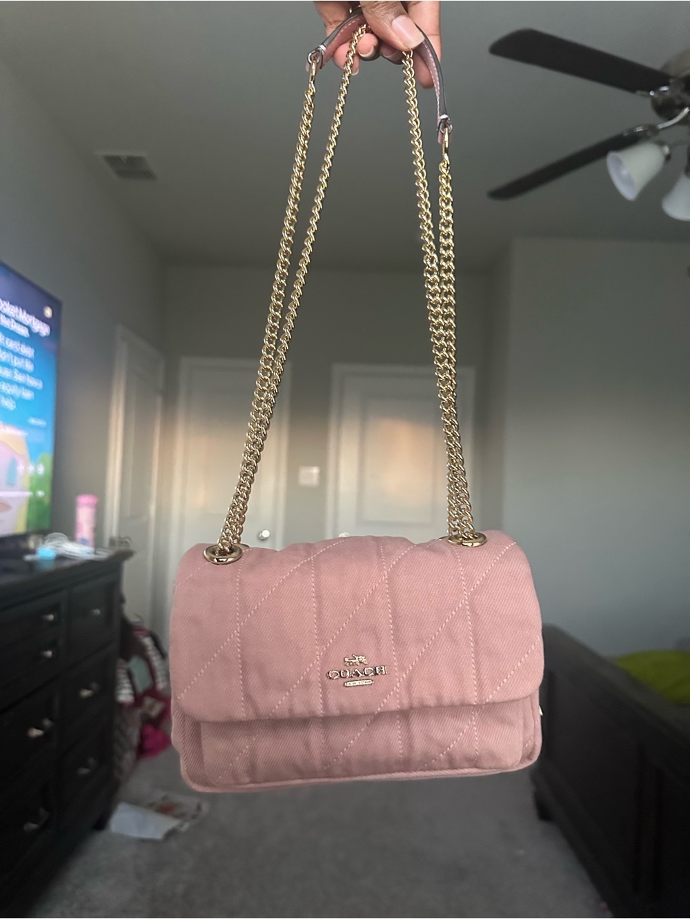 Coach Quilted Pink Small Elodie Chain Shoulder Bag NWT